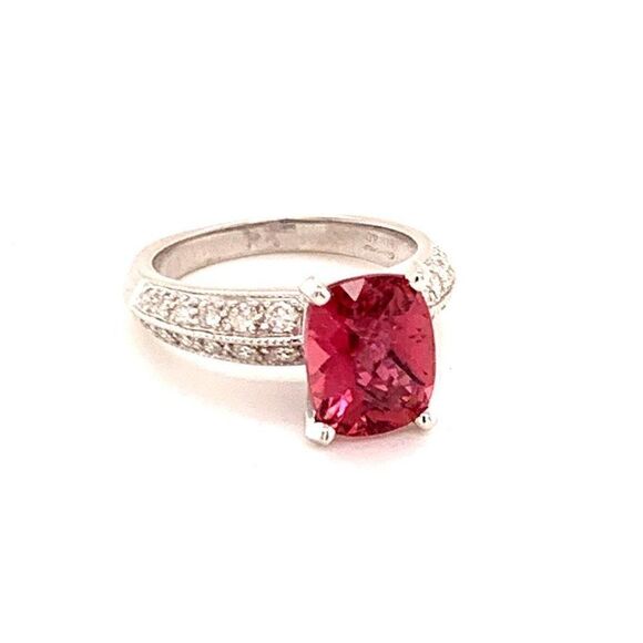 Diamond Tourmaline Rubellite Ring 6.75 14k Gold 4.10 TCW Certified $4,600 911206 - Picture 16 of 17